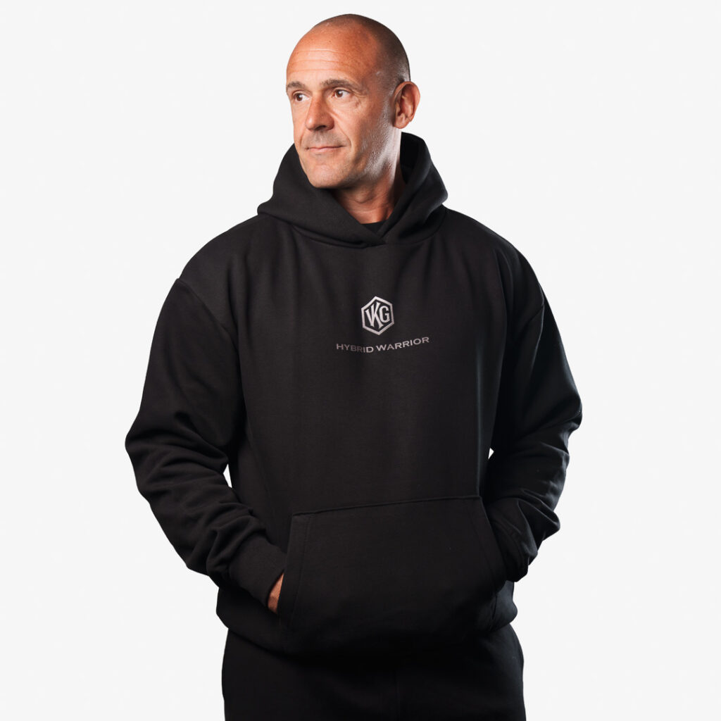 Sweat oversize 440gr Corps de Guerrier vue de face mannequin - VKG